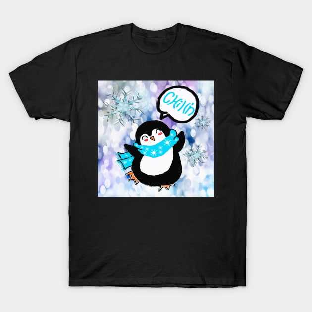 Funny Penguin Dancing Chill’N Gift Snowflake Cute Winter Gifts T-Shirt by tamdevo1